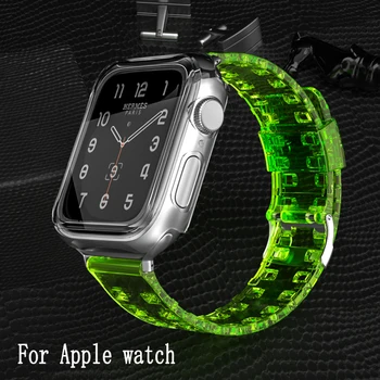 Прозрачна лента за apple watch 5 каишка 44 мм 40 мм Гумена гривна Спортен гривна за apple watch 3 4 2 за iwatch каишка 38 42 мм