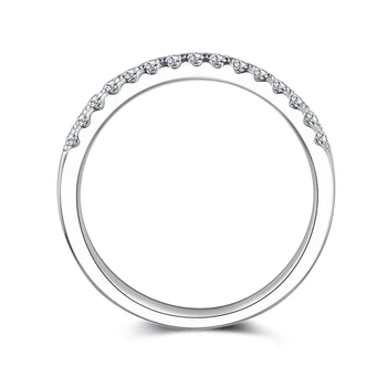 Прост Муассанит с бриллиантовыми пръстени за полагане на 925 Сребро Модни бижута Сватба Възпоменателни пръстени за жени Сватбен подарък