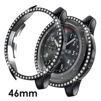 Пръстен bezel за Samsung Galaxy Watch 46 мм Корпус с кристали и диаманти Дамски Мъжки Часовници Рамка Защитно покритие Луксозен Черен