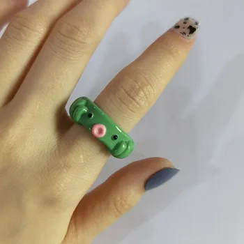 Пръстен с мечка Осьминогом Полимерни Глинени пръстени от смола за момичета Декорации с животни за жени Лятна мода Пътуване Бижута Подаръци