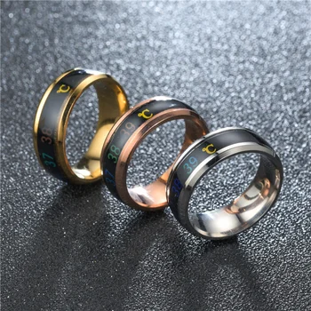 Пръстен със сензор температура автоматично цветово пръстен дисплей на температурата на тялото индивидуално модерен пръстен за момчета пръстен на едро
