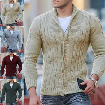 Пуловер Вязаный на топли копчета С отложным яка Зимния Пуловер, Палто, Пуловер, Палто за Работа