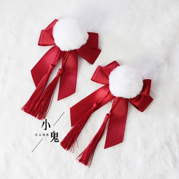 Пухкава топка Коледни аксесоари за коса в китайски стил Лък Четката Фиби Двойна Опашка Шнола за коса прическа за възрастни момичета