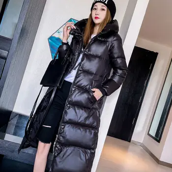 Пуховик жена на средна дължина Зимна Нов стил на Дамско палто върху памучна подплата Светъл свободно висококачествено дамско палто-парк