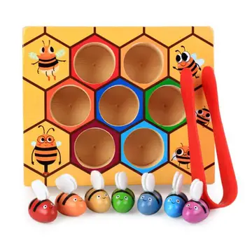Пчелен Кошер Игри Дървени Скатни Образователни Играчки За Улов на Монтесори Трудолюбиви Строителни Блокове Детска Образователна Играчка Коледни подаръци