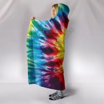 Пъстра Вратовръзка Коса Абстрактно Изкуство 3D Печат Носимое Одеало За Възрастни, За Деца, Различни Видове Одеала с качулка Флисовое одеяло