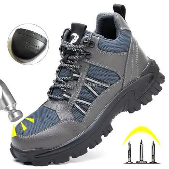 Работни и защитни обувки, Мъжки обувки Със стоманени пръсти Защитни обувки Кевлар високи ботильоны Работна Мъжки обувки 2021 Есенни Нови Защитни обувки