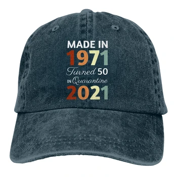 Регулируема однотонная бейзболна шапка на 50-годишнината От рождението на Цитат от карантината Измити памук 50 години е Роден през 1971 г. Ежедневни дамски шапка