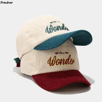 Реколта бродирани букви вельветовая бейзболна шапка конфетного цвят Топли зимни шапки за мъже и жени Пресни хип-хоп шапки за лице Bone Gorras