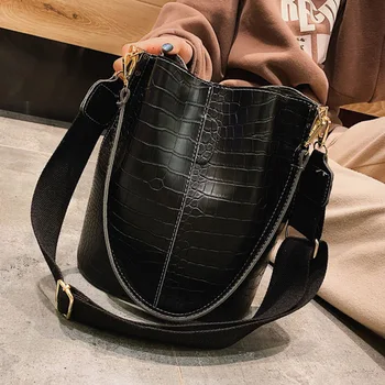 Реколта ежедневни чанти-кофи за жени Чанта на рамото с шарките на алигатор, Качествена чанта от изкуствена кожа, Голяма чанта, Популярен стил 2021