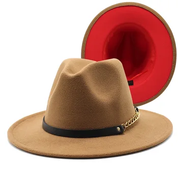 Розова фетровая шапка двустранен цветен църковна пара джаз шапка различни аксесоари унисекс есенна и зимна шапка шапка дамски