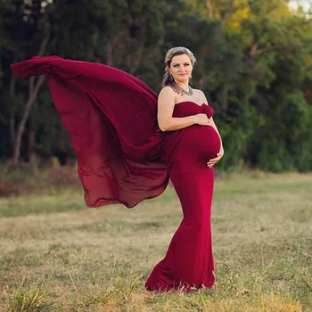 Рокли за бременни, За Фотосесия Рокля за бременни Снимка Дълга Макси Облекла За бременни Шифоновое рокля Vestidos