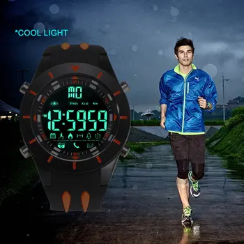 Ръчен часовник digital SMAEL Водоустойчива с голям циферблат LED дисплей Хронометър Спортни Улични Черен часовник Ударни led часовници Силиконови Мъжете 8002