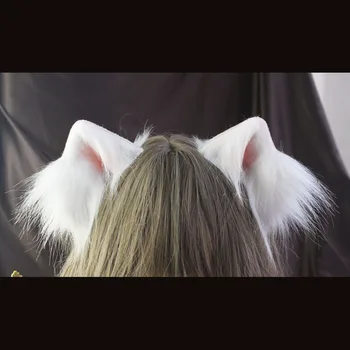 Ръчно изработени котешки ухото cos моделиране на ухото на животното котешки край ухото клип KC сладко плюшевое ухото Лолита лента за глава за животните