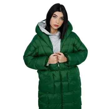 С качулка, Дълги повече от големи Надуваеми дамски палта Яке Зелена Дамски Дрехи, Мода 2021 Зимна Мода Тенденция на Продукта