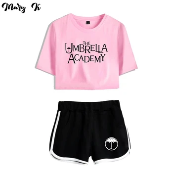 Самоличността на Umbrella Academy Комплекти за момичета Женски комплект от две части Шорти+прекрасна тениска Harajuku тениска Модни комплекти за момичета