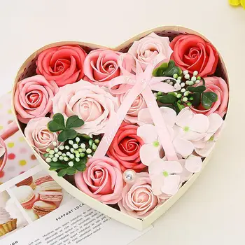 Сапун Цвете във формата на Сърце Роза Подарък Кутия За Свети Валентин Подарък на Приятелката си за рождения Ден На Изкуствени Декорации