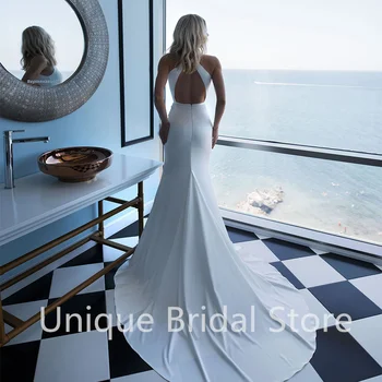 Сватбена рокля Русалка UETEEY без ръкави 2 В 1 с лък от сатен с дълбоко V-образно деколте без табли За сватба 2022 Нов Vestido De Noiva