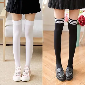 Секси чорапи в лента, Дълги чорапи Дамски дълги чорапи, чорапи до бедрото, за дами и момичета Нова мода Шарени чорапогащи За жени