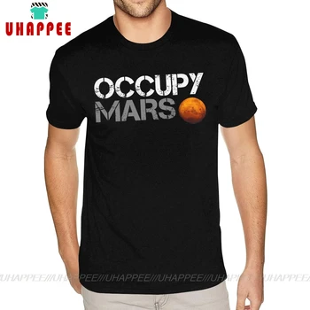 Семейство Илон Маск, Заемащи Марс Тениска с къс Ръкав Памучен Мъжки Плюс Размера на Черни тениски