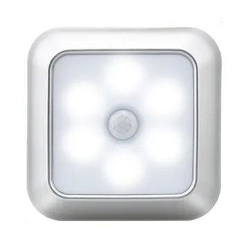 Сензор за движение Нощни Лампи с батерии 6 led Кв. Индукционных PIR Под Подсветка на кабинета Лампа в гардероба Стълбище Кухня Спалня