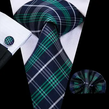 Синьо-зелени карирани коприна Сватбен вратовръзка за мъжете, Ръчно родословни обици, подарък, Мъжка вратовръзка, Моден дизайнер, Бизнес парти, Дропшиппинг, Hi-вратовръзка