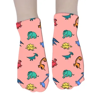 Сладки мультяшные дамски чорапи с шарките на животните 3D с принтом динозавър Модни Кавайные мъжки дамски чорапи за момичета Коледен подарък