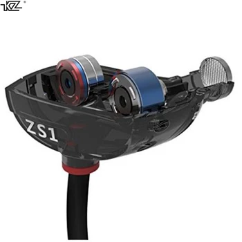 Слушалки KZ ZS1 двойна драйвер за ниски и високи честоти мощен стереозвук ушите с/без HD-микрофон за смартфони