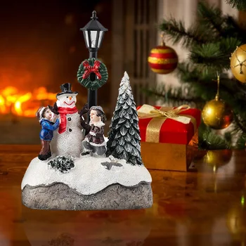 Снежни Къщи С Цветни led Мигаща светлина Коледна Украса За Дома Коледен Детски Подарък-Коледна Сцена От Смола Село