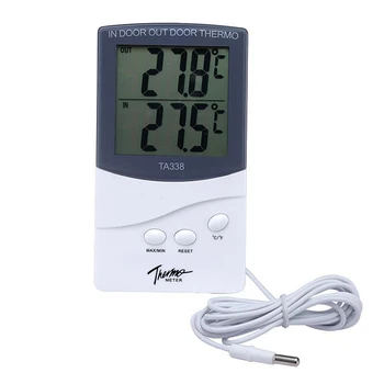 Стая Електронен LCD термометър Max-Min Цифров Измерител на температурата в помещения и на открито със сензор Сонда Кабел метеорологични станции