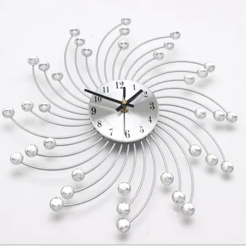 Стенен Часовник Европейски Стил Декорация на Дома Гипсофила Дизайн Творчески Сребърни Часовници Висящи Часовници LA049