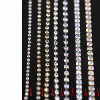 Стразовая верига за дрехи и Кристали 2 мм/3 мм/3,8 мм Цветни Бижута от планински кристал 1 Ярд Аксесоари за шиене занаяти Апликация от мъниста