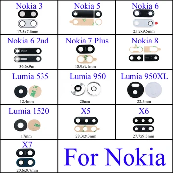 Стъклен Обектив на Задната Камера За Nokia 3 5 6 2-та 7Plus 8 Lumia 535 950 950XL1520 X5 X6 X7 Капак на Обектива на Задната Камера със стикер Ahesive