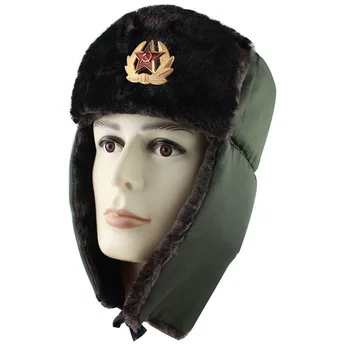 Съветският военен иконата на Русия Ушанка Шапки Пилот на бомбардировач Trapper солдатская шапка Зимна шапка-ушанка от изкуствена кожа заек Мъжки снежните шапки