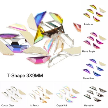 Т-Образен 3D Дизайн на Ноктите, Планински Кристал, Скъпоценни Камъни с плоска Задната Повърхност на Камъни 30/100 бр. 7 Цвята САМ Декорации за Маникюр За Нокти Diamond