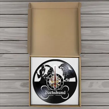 Такса Vinyl Плоча Стенен Часовник с Модерен Дизайн Часовници За Декора на Стените За Детска стая Куче 3D Стенни Часовници Кученце за домашен Любимец