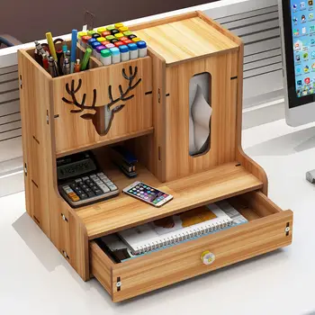 Творчески Маса, кутии за съхранение сладък Лосове дървени пеналы титуляр за студенти офис маса Кутия за съхранение на тъкани Дома чист органайзер