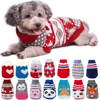 Топли дрехи за кучета от малки, средни кучета Вязаный пуловер за котки Дрехи за домашни любимци, за булдог Чихуахуа Костюм кученце Палто за зимата