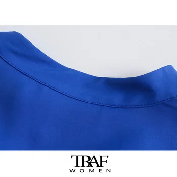 ТРАФИКА Za Дамска мода с вентилационни отвори Свободни Уютни блузи Ретро V-образно деколте с дълъг ръкав Дамски ризи Blusas Шик върховете