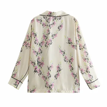 ТРАФИКА на Дамска мода 2021 г. с джобове с флорални принтом Свободни блузи Реколта дамски ризи с копчета и дълъг ръкав, Градинска облекло
