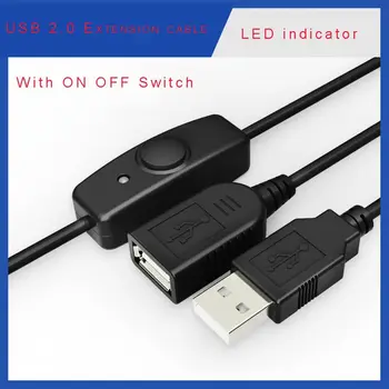 Удължителен кабел, USB 2.0 Кабел за Синхронизация на Данни USB удължителен кабел С Превключвател на LED Индикатор за Raspberry Pi КОМПЮТЪР USB Вентилатор LED Лампа USB Ch
