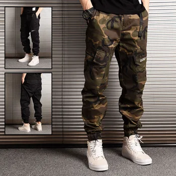 Уличната мода Мъжки Дънки с много джобове Дизайнерски Ежедневни панталони-карго Мъжки тела Хип-хоп Пътеки Военни Камуфляжные панталони
