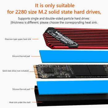 Ултра тънък твърд диск M. 2 SSD Плача M2 2280 Твърд Диск Алуминиев Охладител Охладител за Охлаждаща Термопаста за PCIE SSD 2280