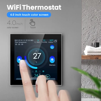 Умен Външен Термостат AVATTO,Контролер на температурата на електрически/Водно отопление на Hristo WiFi,Умен дом за Алекса Google Home Alice