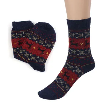 Унисекс Сладък Коледен Чорап Елен Дизайн Ежедневни Възли вълнени чорапи Топла зима Мъжки Кальцет Женски за Коледен подарък