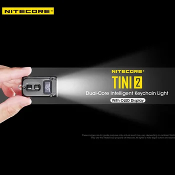 Фенерче NITECORE TINI2 Акумулаторна 500 Лумена 5 Режима на Осветяване Ключодържател с Двойно Странично Ключа OLED-Дисплей на Мини-фенерче