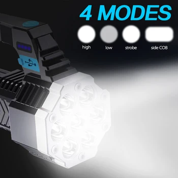 Фенерче с висока мощност 7Led със странична подсветка Cob Външно осветление Материал ABS Факел Акумулаторна Фенерче с вградена батерия