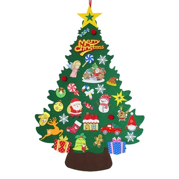 Филцови Коледна Елха направи си САМ Коледна Елха С Подвижни декорации за Монтиране на украса за Коледно парти За дома Подаръци За малки Деца