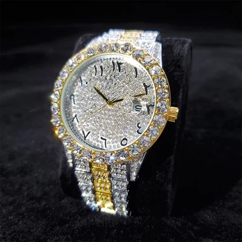 Хип-хоп MISSFOX Арабски Мъжки часовници С лед Топ Марка на Луксозни диамантени бижута Водоустойчив Автоматично Ръчен часовник AAA Champion