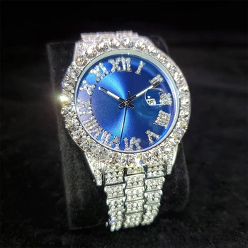 Хип-хоп Стилен Мъжки Кварцов часовник Сини Бизнес часовници са Най-добрата Марка на Луксозни Леден ръчен часовник Мъжки Водоустойчив Relogio Masculino